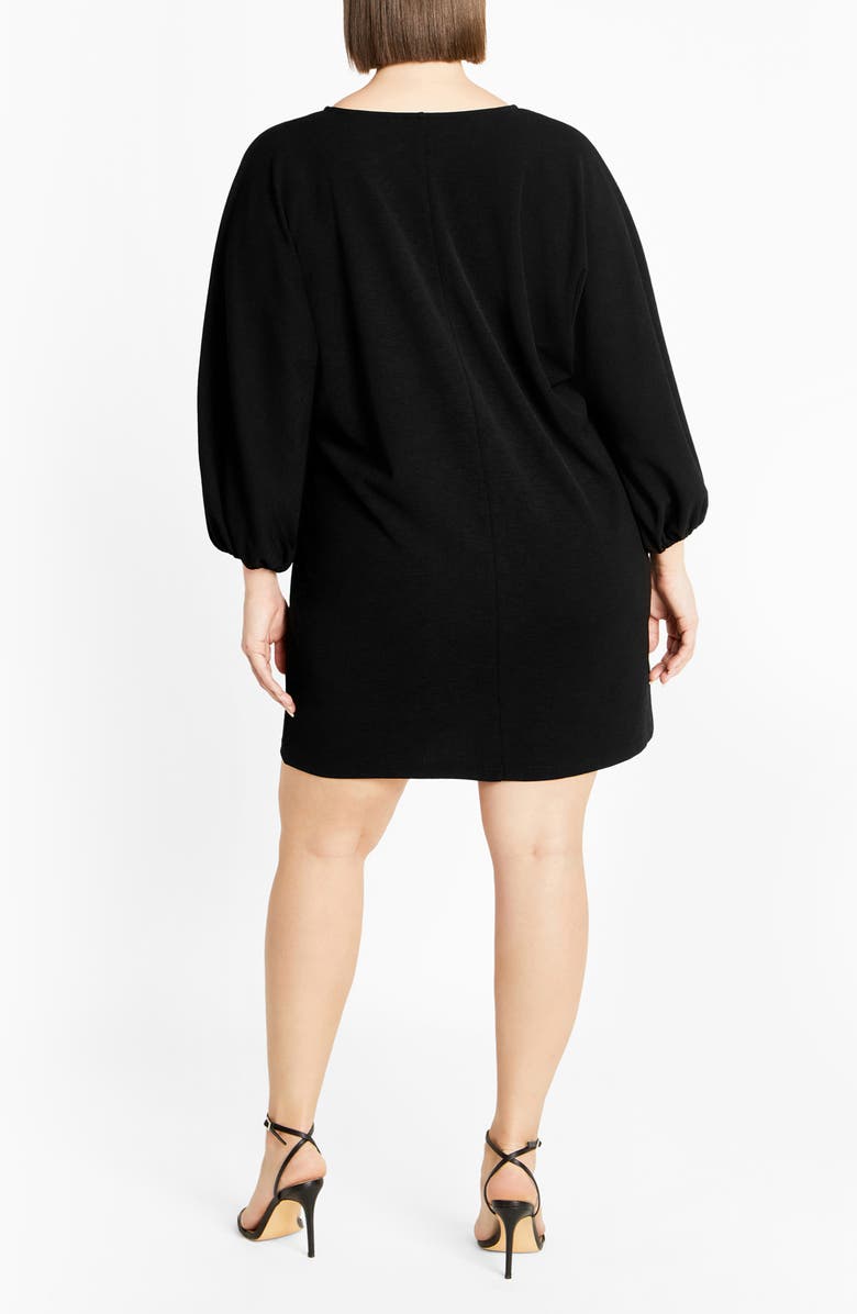 City Chic Oakleigh Long Sleeve Shift Minidress, Alternate, color, Black
