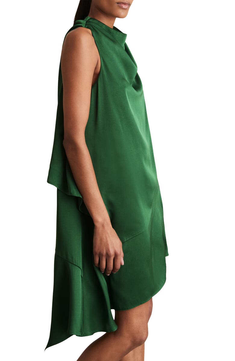 Reiss Eloise Drape Layered Asymmetric Satin Dress, Alternate, color,