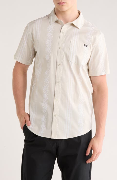 Short Sleeve Stretch Cotton Button-Down Shirt