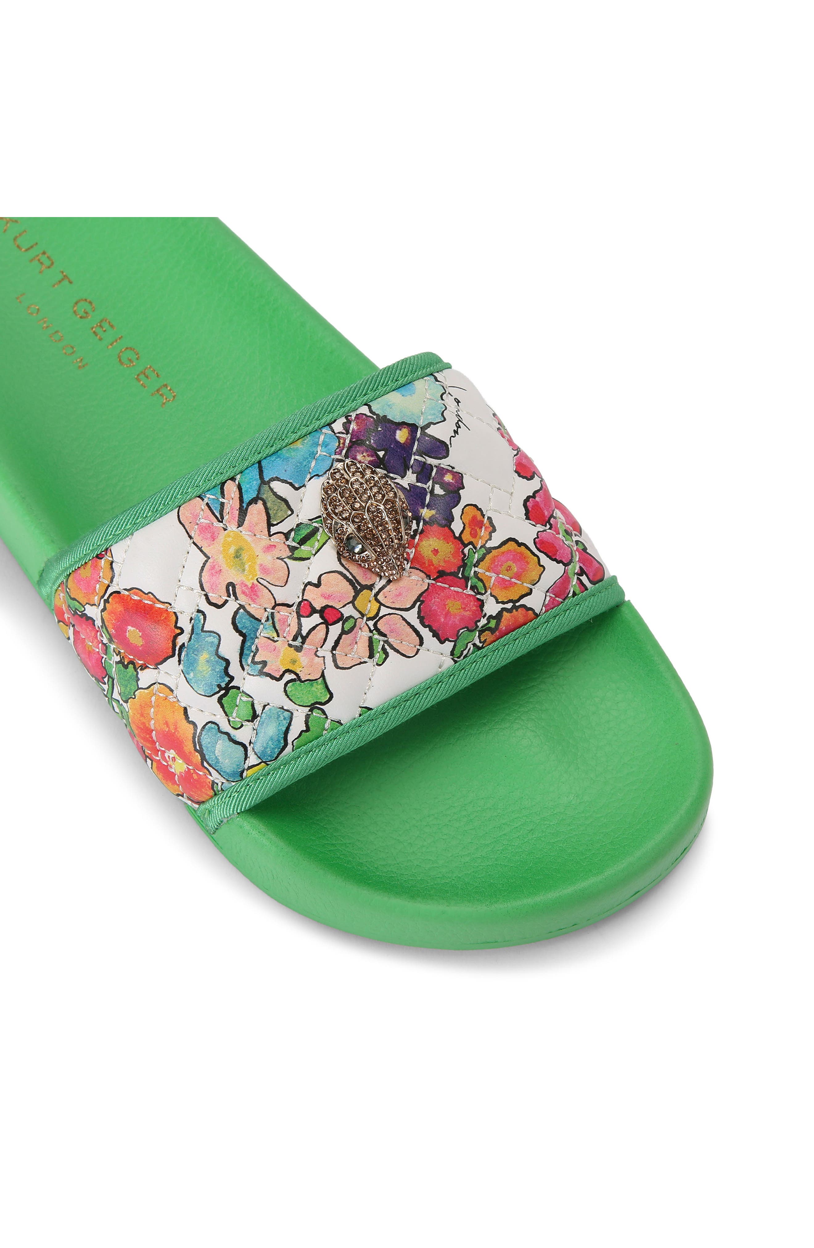 Kurt Geiger London Meena Eagle Slide Sandal, Alternate, color, Green/ Open White
