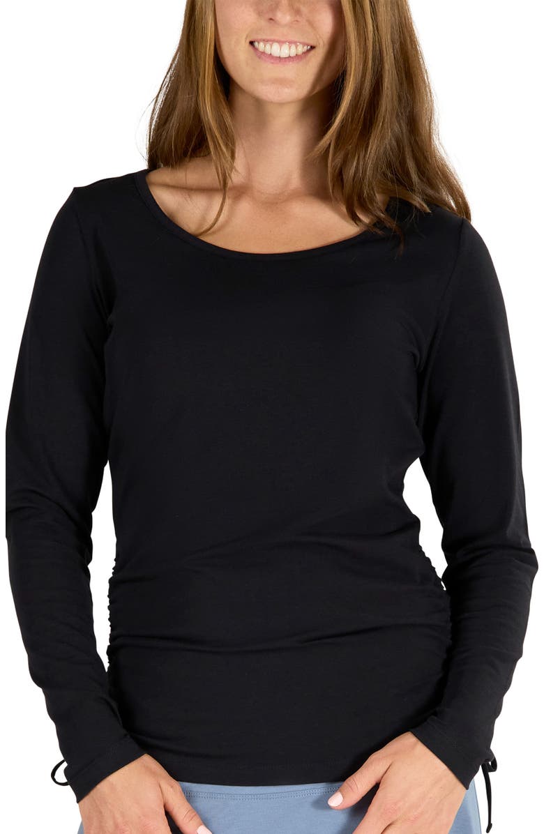 UV Skinz Long Sleeve Ruched Everyday Tee, Main, color, Black
