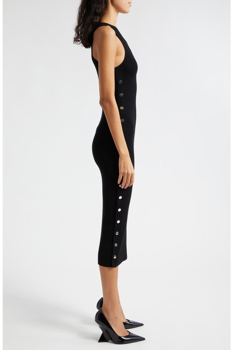 Lalita Side Snap Wool Blend Midi Dress, Alternate, color, BLACK