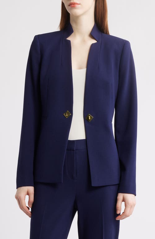 Tahari Asl Notch Neck One-button Jacket In Midnight Navy