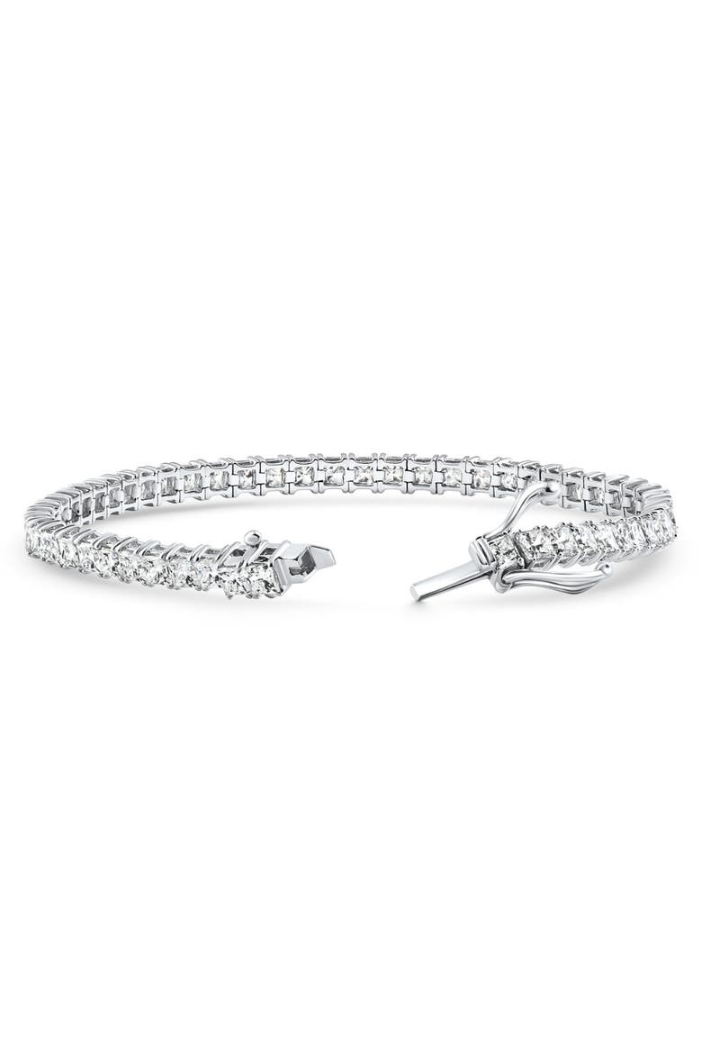 9.20Ct Princess Cut Diamond 7" Tennis Bracelet 14k Gold Lab Grown, Alternate, color, 14k White Gold