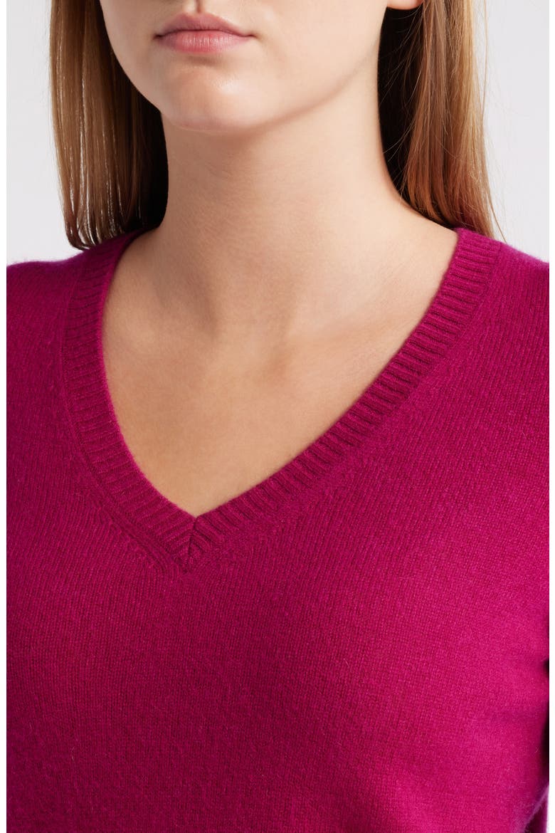 Cashmere V-Neck Sweater, Alternate, color, PINK PLUMIER
