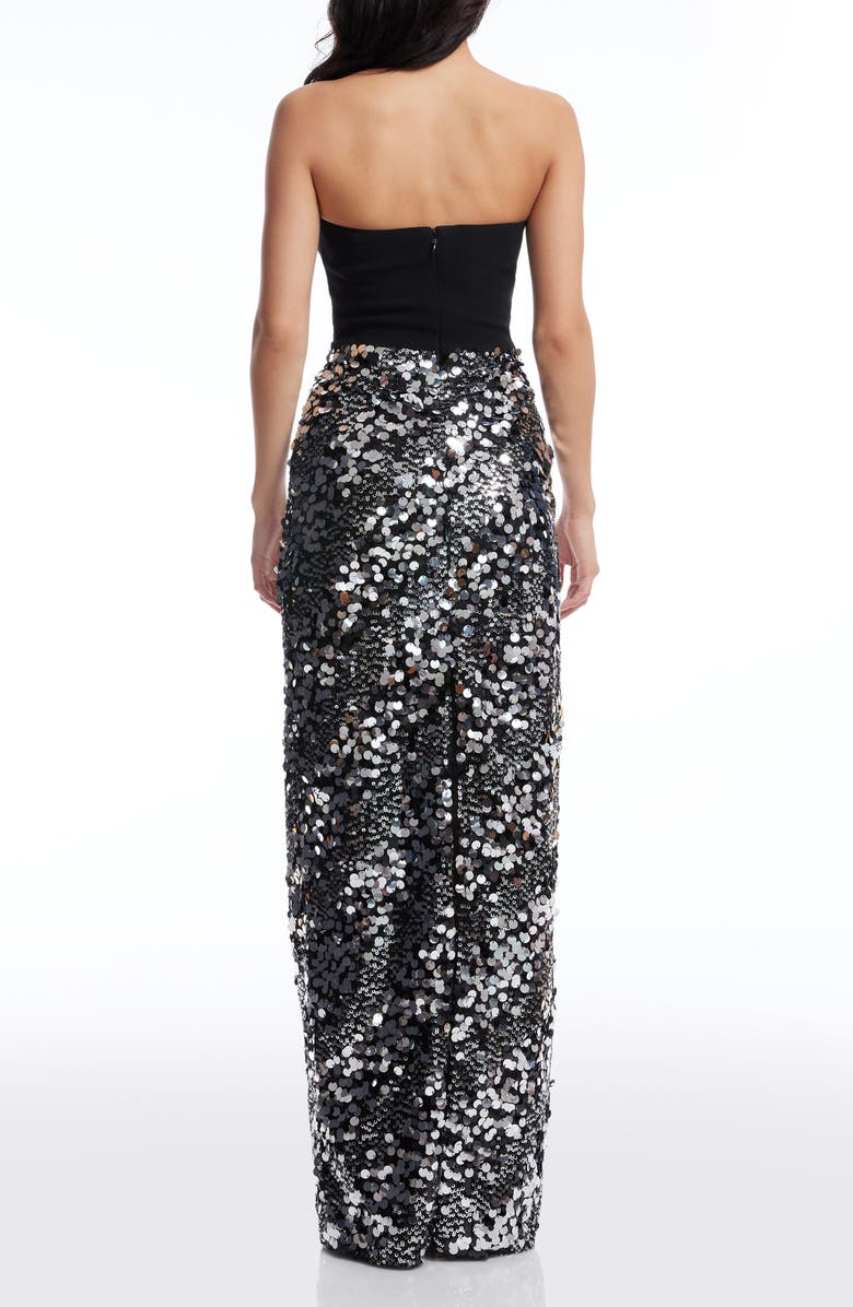 Dress the Population Vada Sequin & Paillette Strapless Gown, Alternate, color, Silver Multi