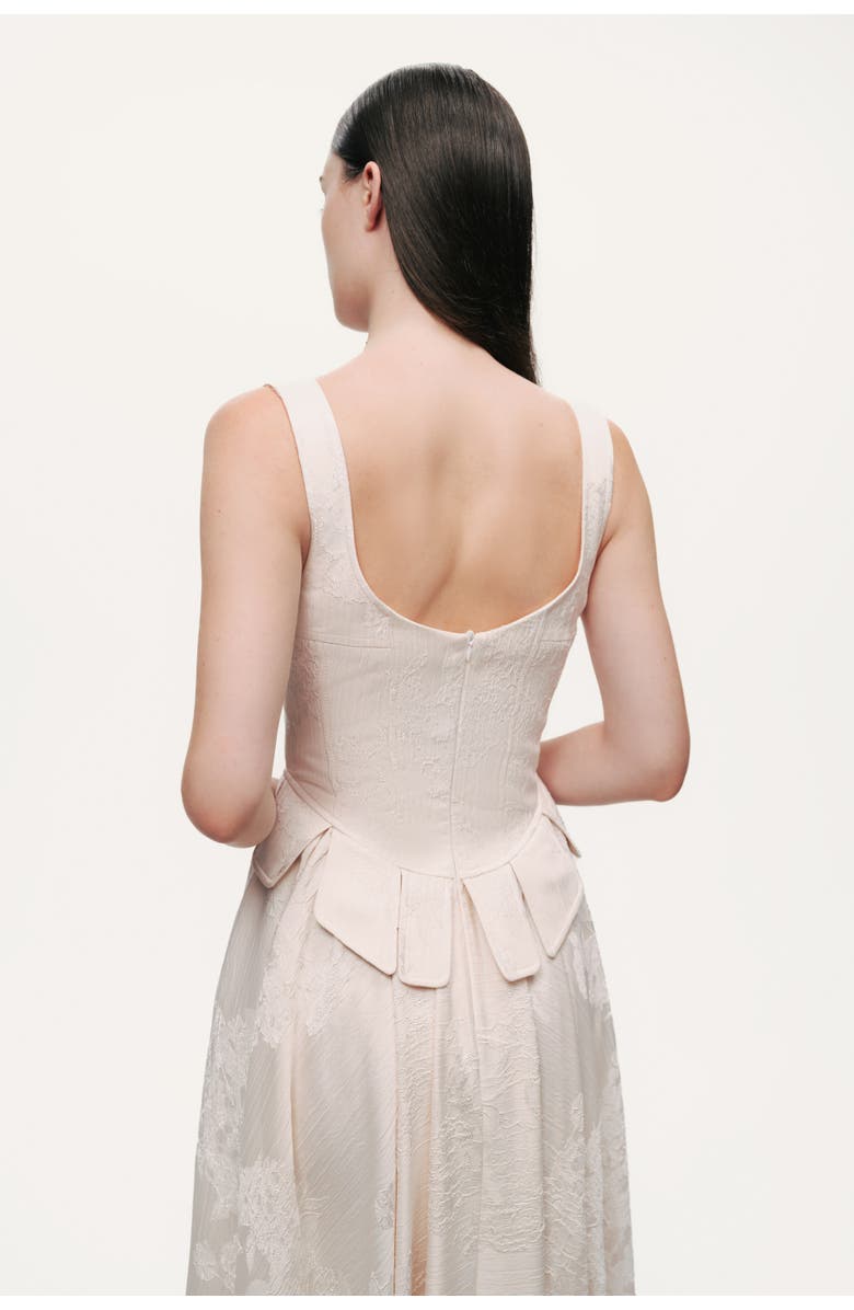 Nocturne Lace-Up Corset Midi Dress, Alternate, color, Ivory