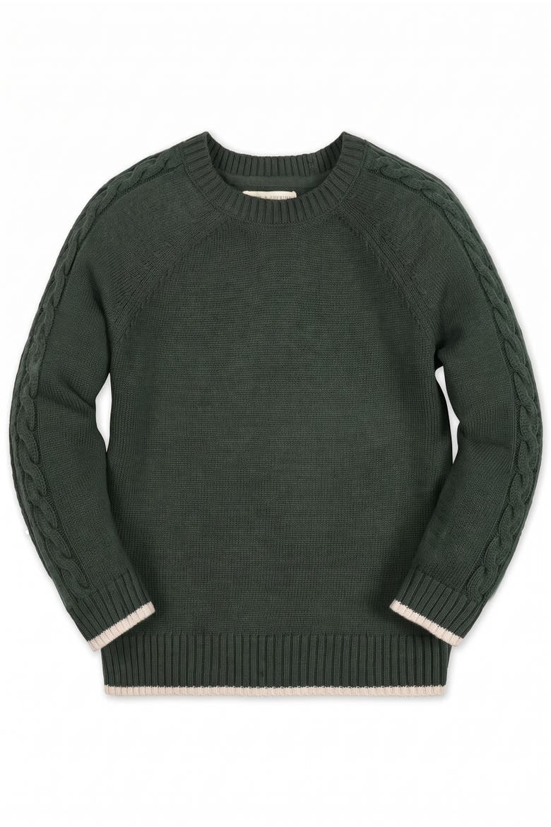 Kids' Organic Raglan Crew Neck Sweater, Main, color, Forest Green Heather