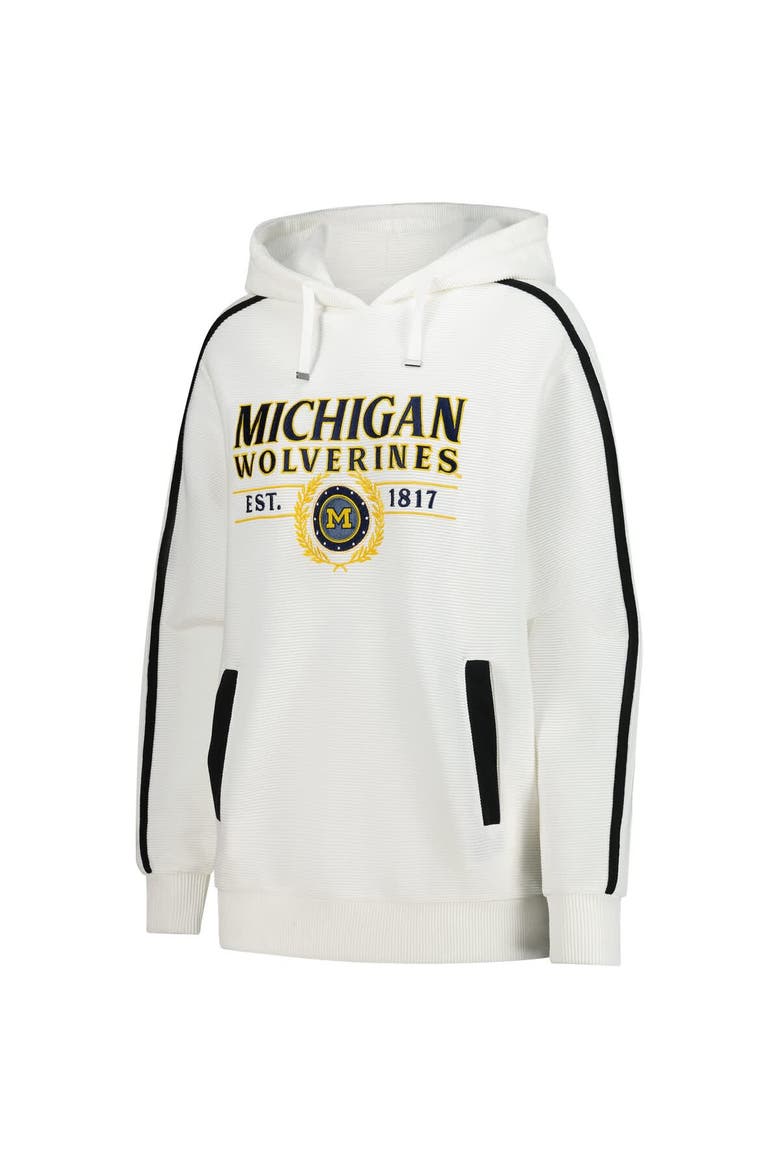 Men's Gameday Couture Cream Michigan Wolverines Down, Set, Go Hoodie and Shorts Lounge Set, Alternate, color, Cream