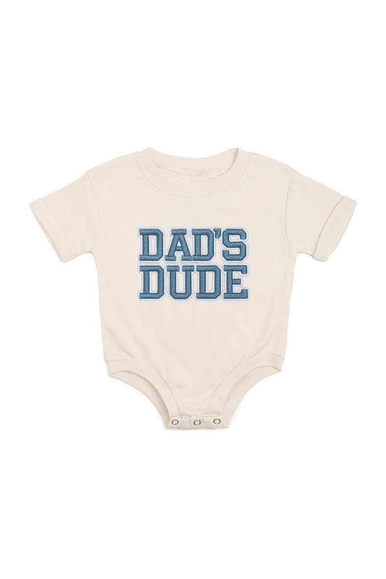 Dad's Dude Patch Short Sleeve Romper, Main, color, Natural