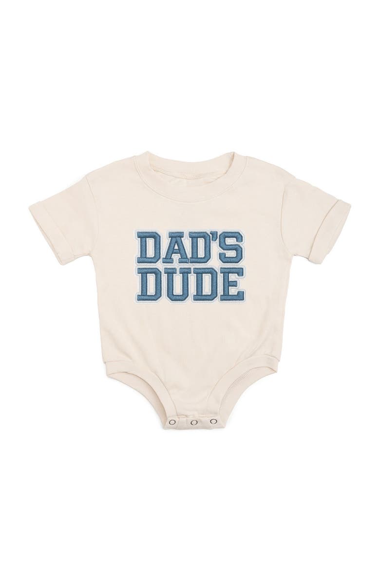 Sweet Wink Dad's Dude Patch Short Sleeve Romper, Main, color, Natural