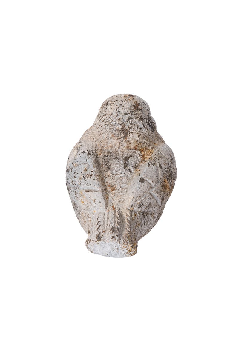 Vintage White Cement Sitting Bird Figurine 5.5", Alternate, color, Brown