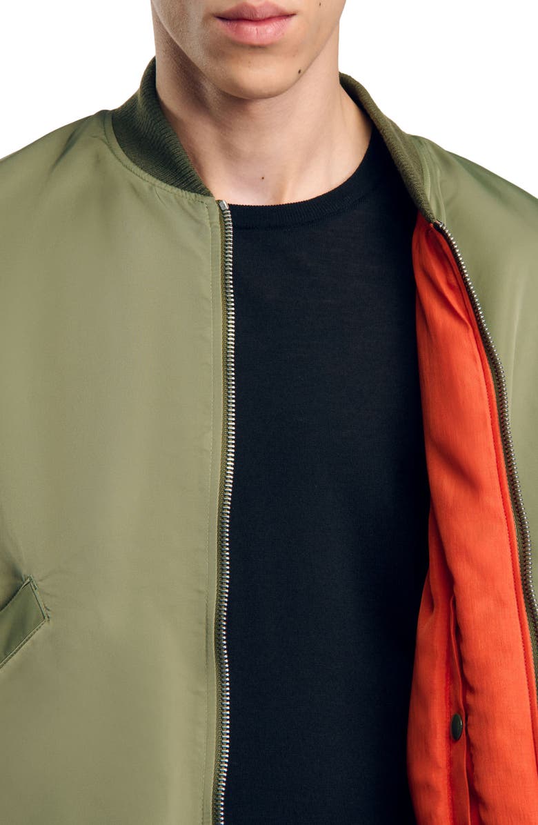 SANDRO Zip-up bomber jacket, Alternate, color, 