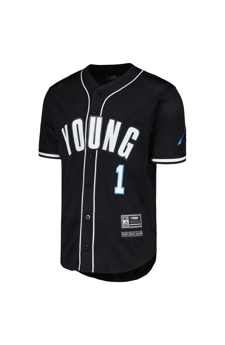 PRO STANDARD Men's Pro Standard Bryce Young Black Carolina Panthers Mesh Baseball Button-Up T-Shirt, Alternate, color, Black