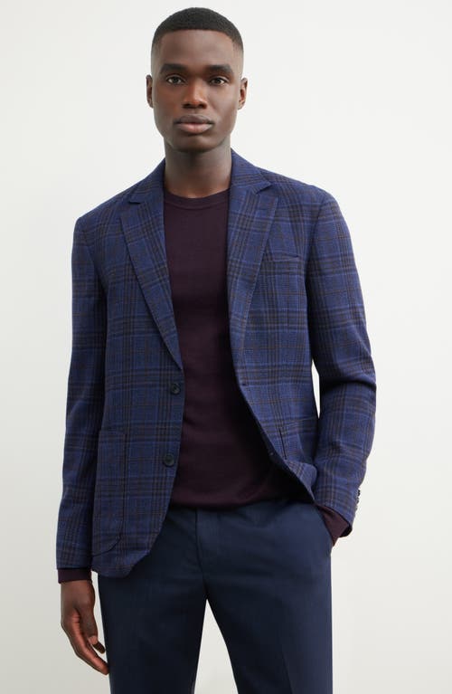 Nordstrom Villa Plaid Knit Wool Blend Sport Coat In Blue