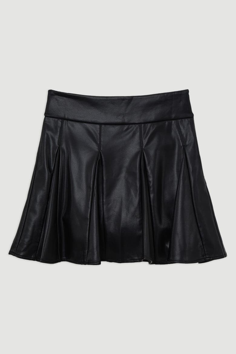Faux Leather Flippy Mini Skirt, Alternate, color, Black
