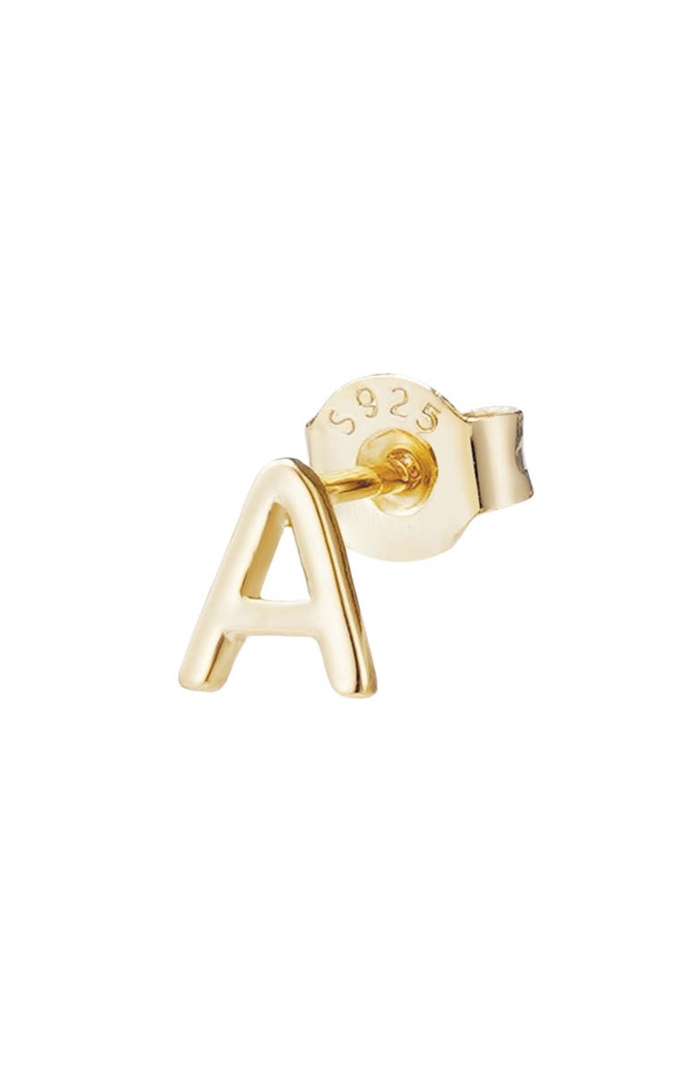 ADORNIA FINE Initial 925 Sterling Silver Stud Earring, Main, color, Gold-A