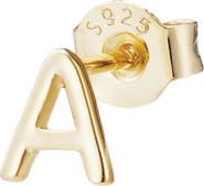 ADORNIA FINE Initial 925 Sterling Silver Stud Earring