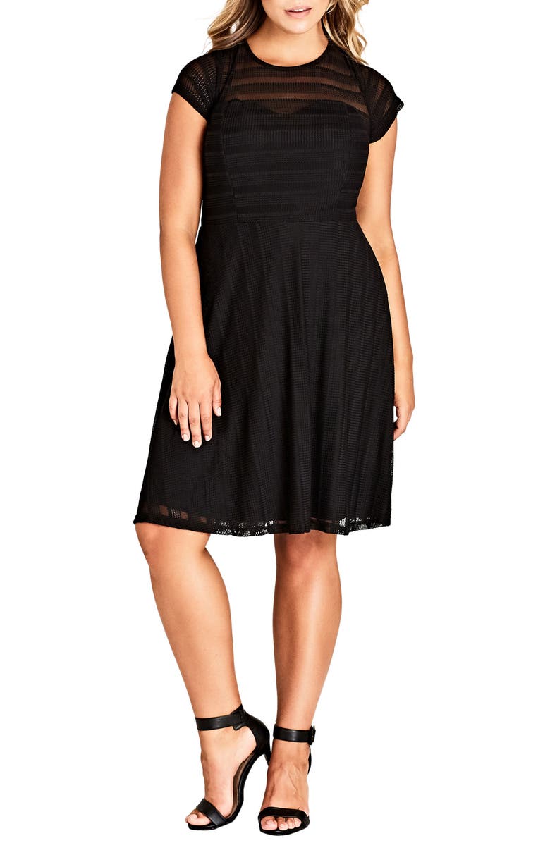 City Chic Textured Heart Fit & Flare Dress, Main, color, 