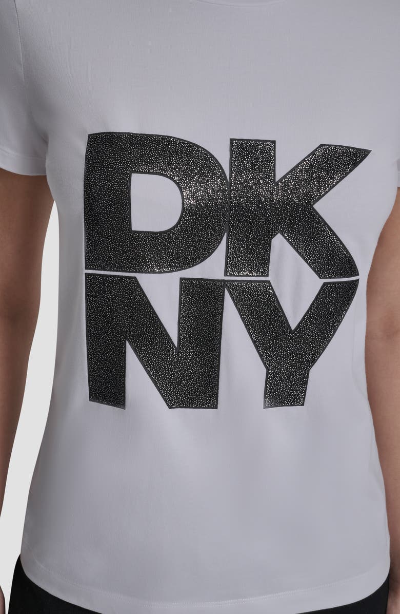 DKNY Pumiced Stack Logo Cotton Blend Graphic T-Shirt, Alternate, color, White