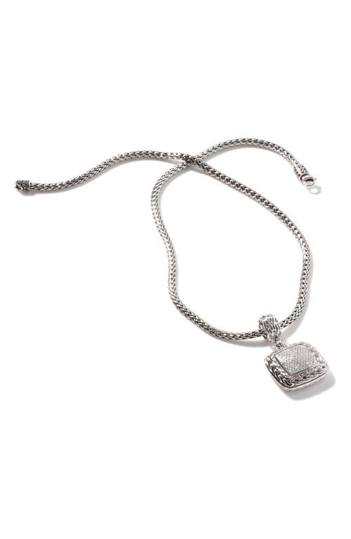 John Hardy Carved Chain Pendant Silver Diamonds In Black