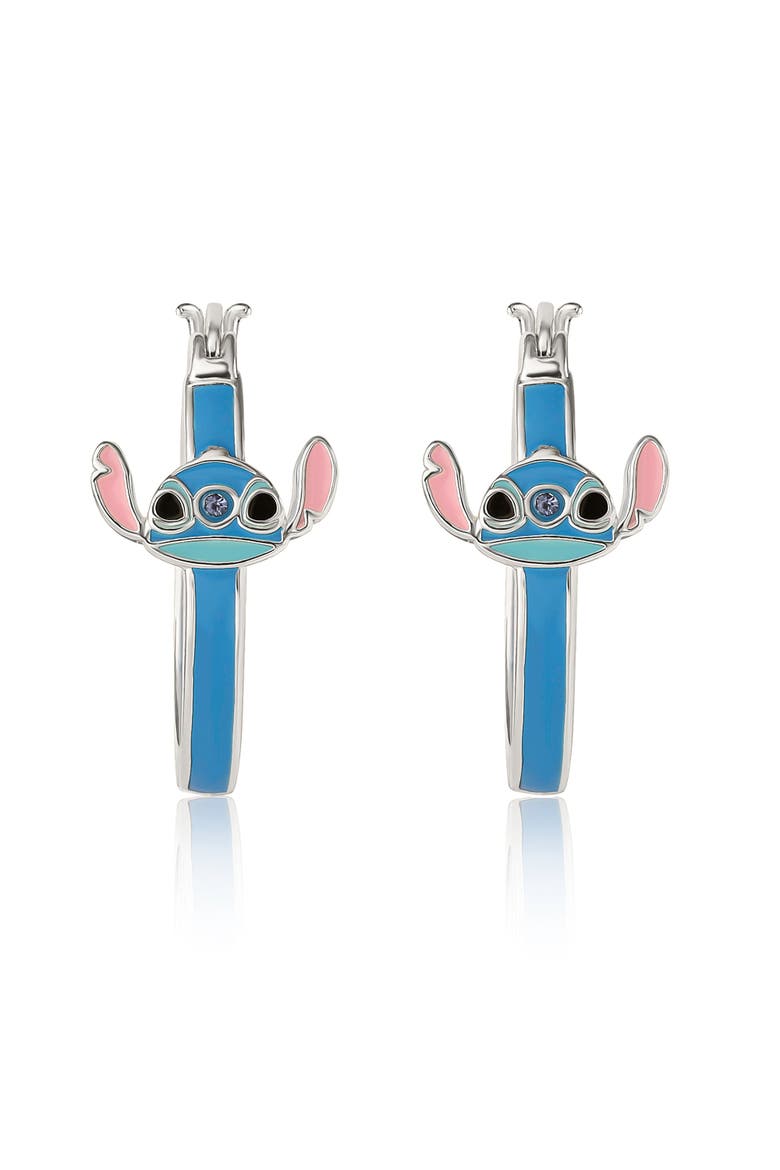 Blue Crystal Enamel Hoop Earring, Alternate, color, Blue