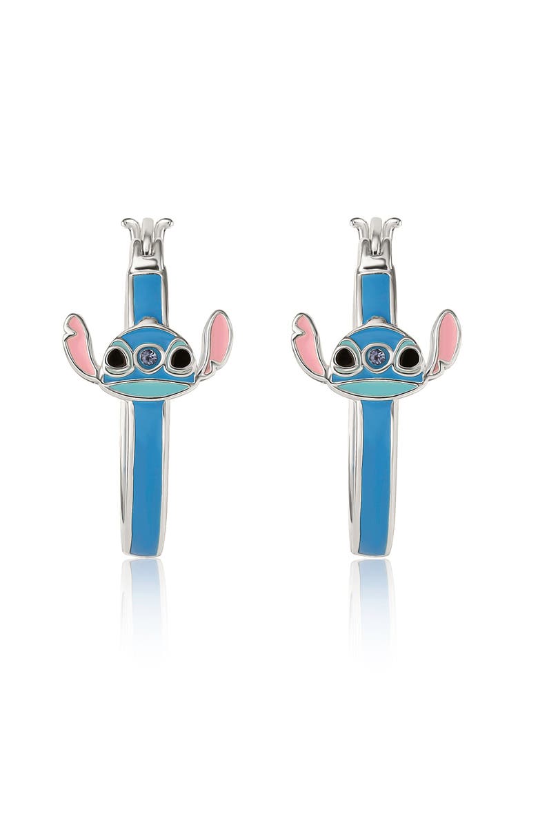 Disney Blue Crystal Enamel Hoop Earring, Alternate, color, Blue