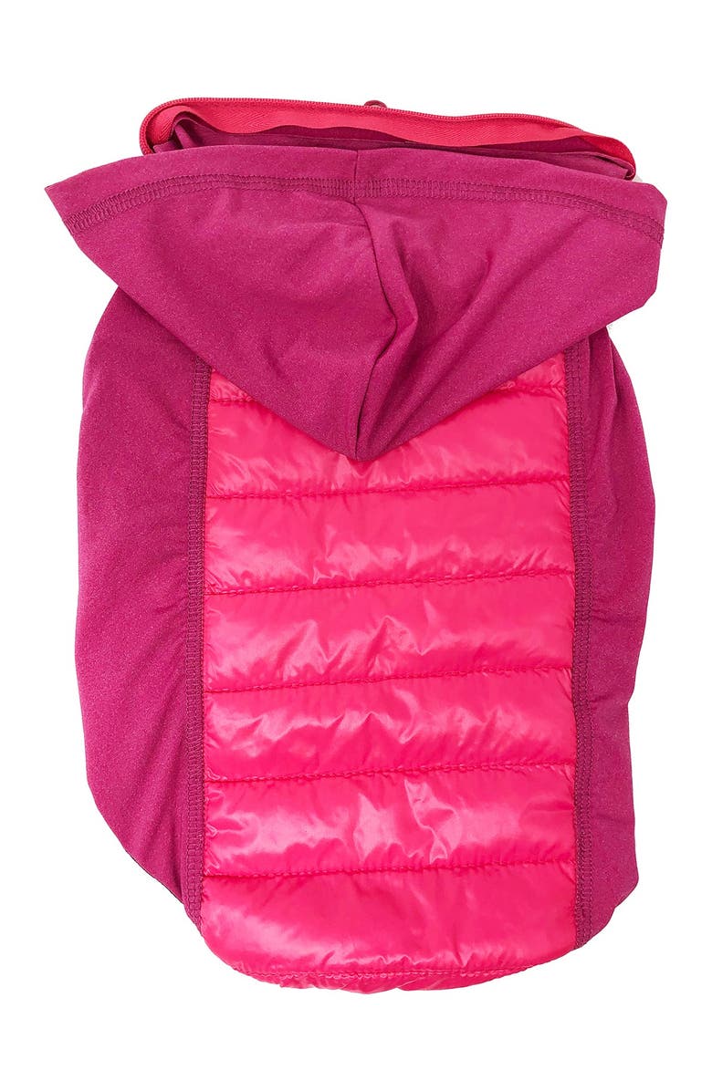 PET LIFE 'Apex' Lightweight Hybrid 4-Season Stretch & Quick-Dry Dog Coat w/ Pop out Hood - XL, Main, color, Pink
