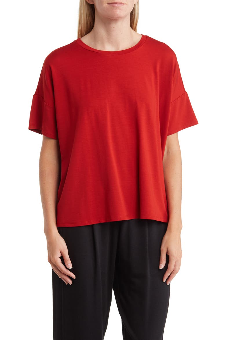 Bateau Neck Boxy T-Shirt, Main, color, CINNABAR