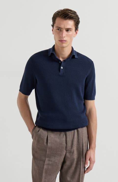 Rib knit polo