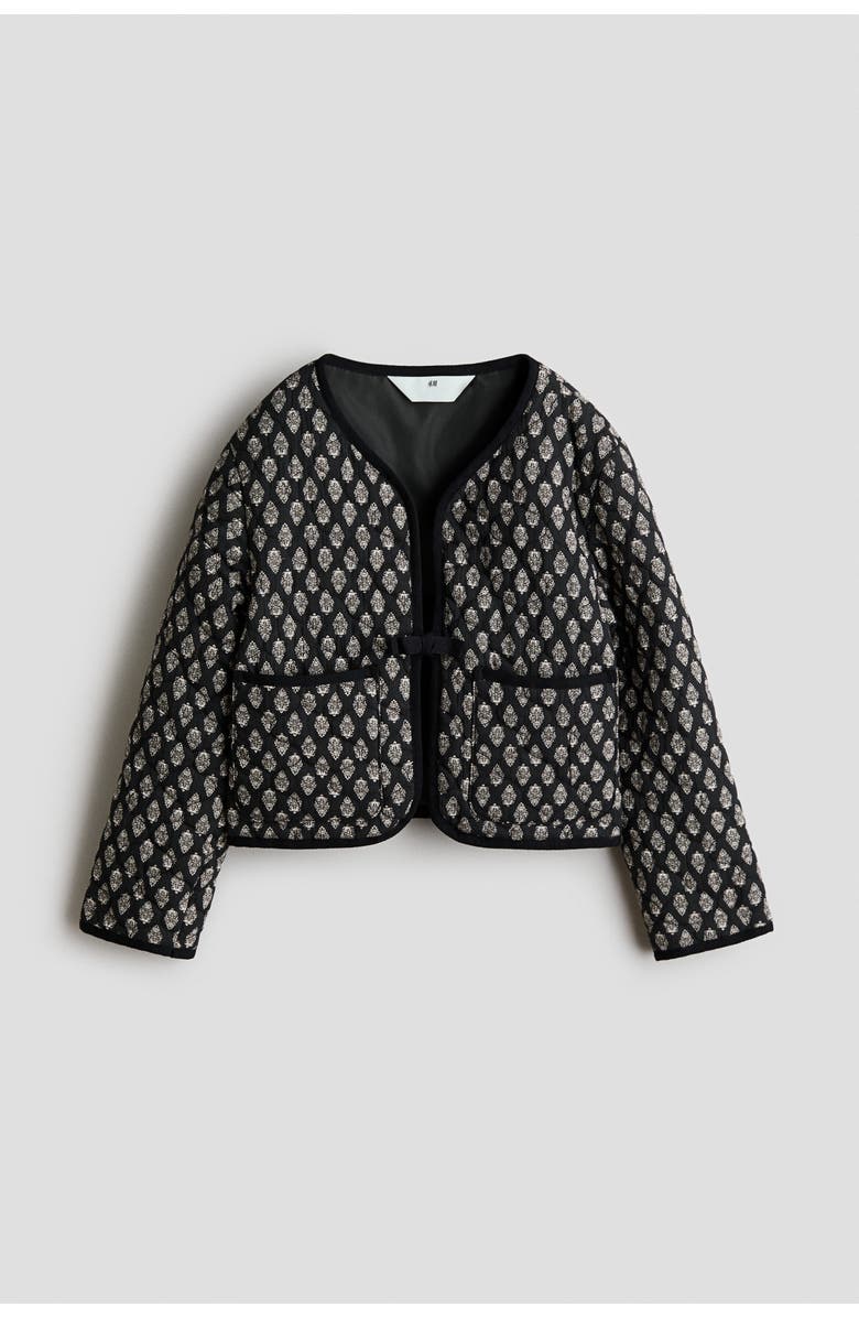 H&M Quilted Cotton Jacket, Main, color, Dark Gray/Patterned