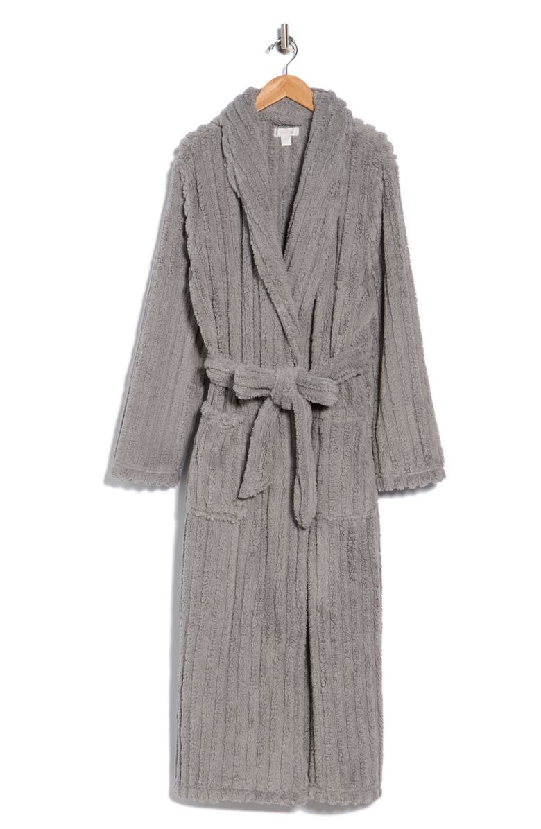 NORDSTROM RACK Textured Plush Fleece Robe, Alternate, color, Grey Frost