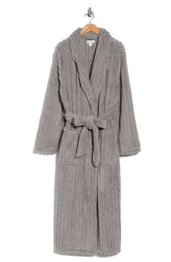Nordstrom Rack Textured Plush Fleece Robe In Gray