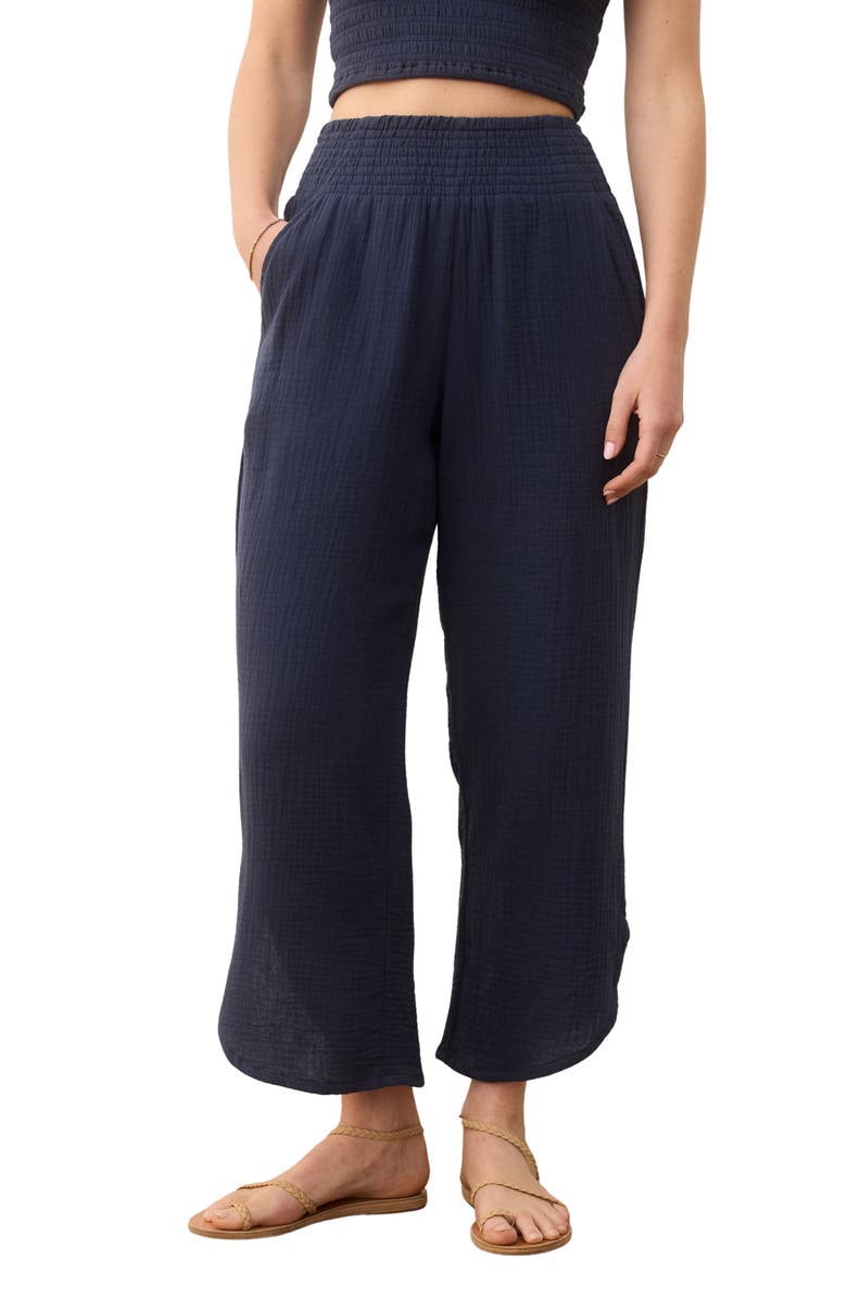 Marine Layer Cali Smocked Waist Double Cloth Pants, Main, color,