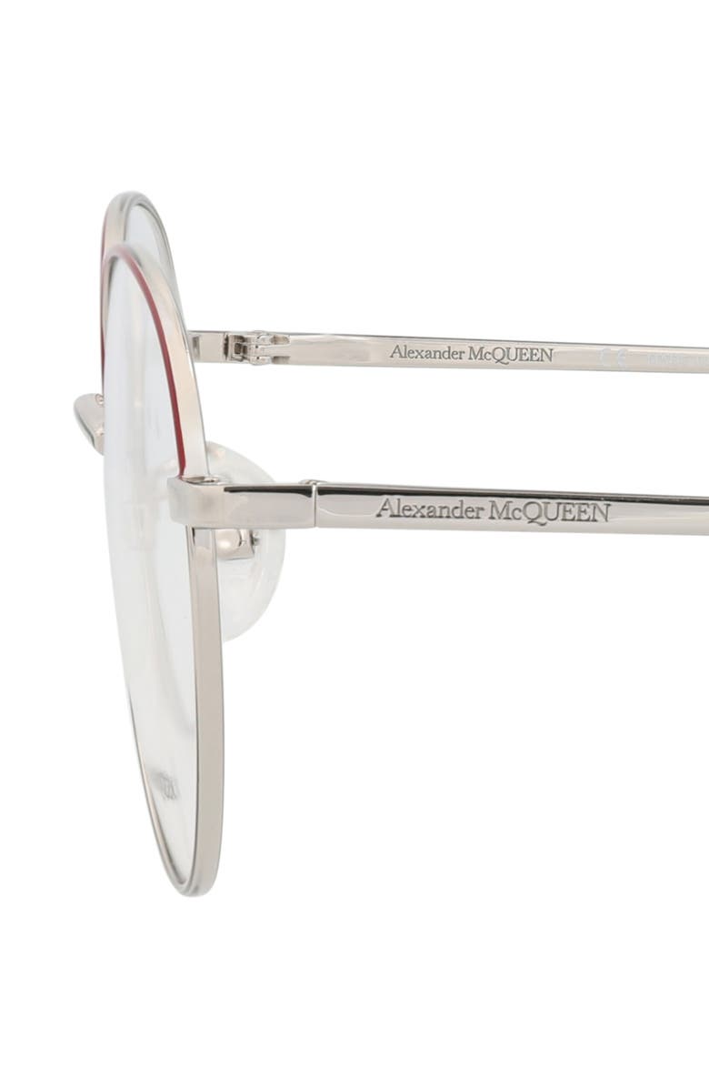 McQueen 53mm Cat Eye Optical Glasses, Alternate, color, Silver Silver Transparent