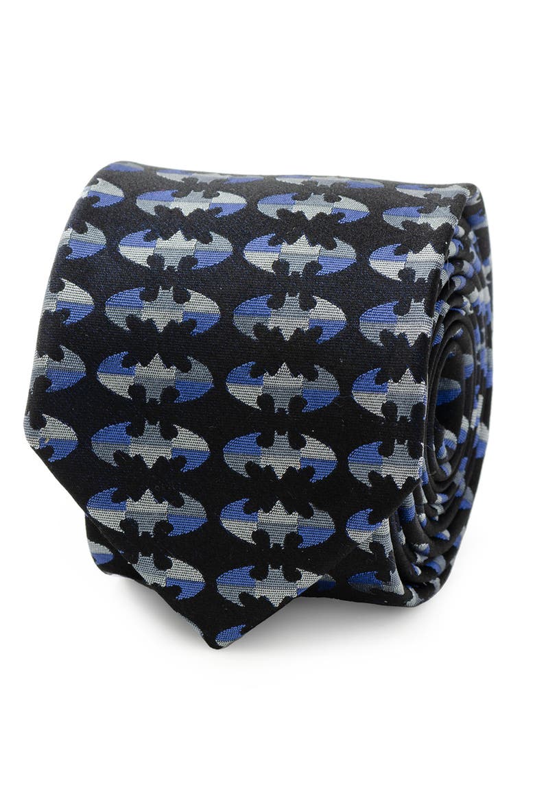 Batman Silk Tie, Alternate, color, BLACK