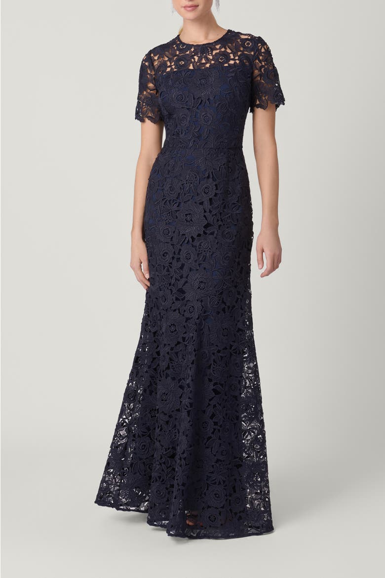 Empire Lace Elie Dress, Main, color, Navy