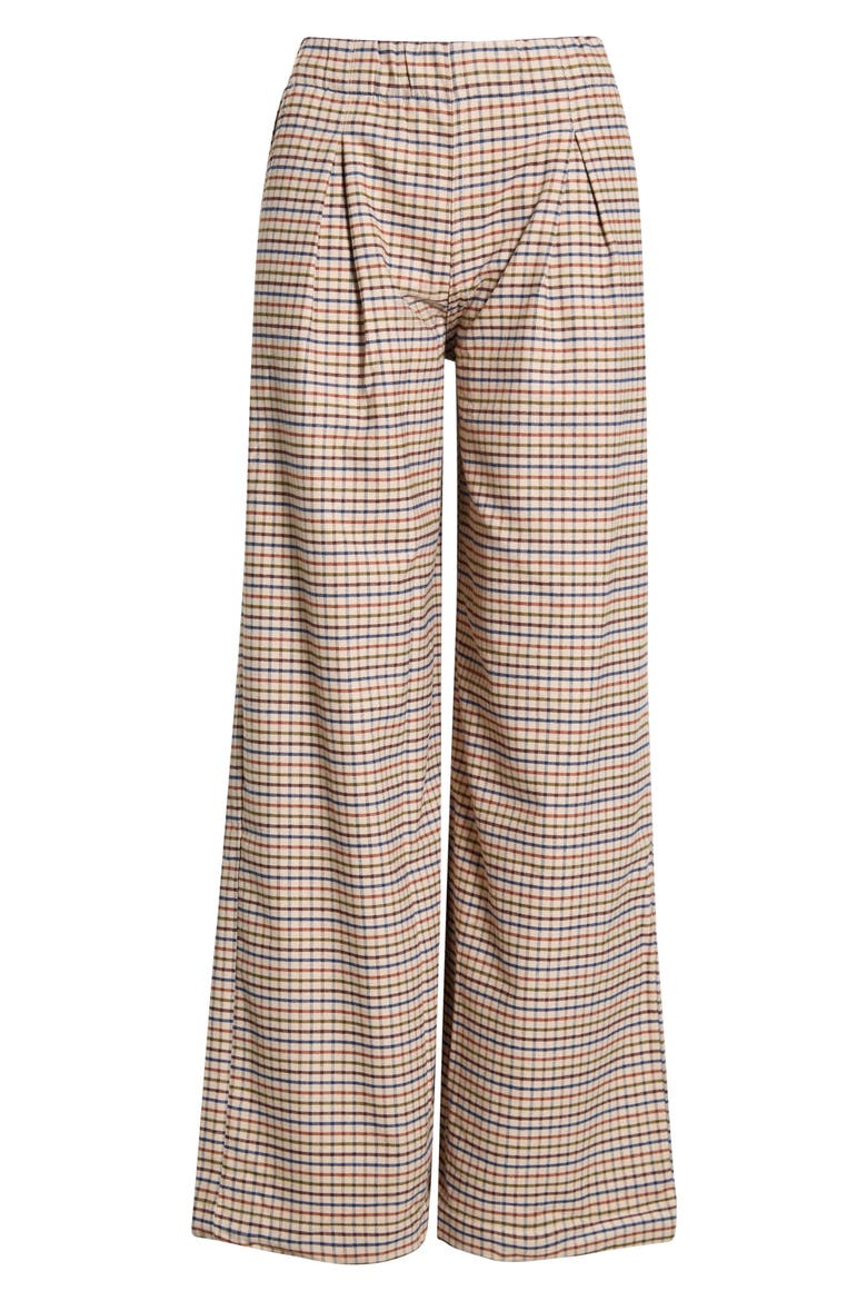 Allison Pleated Moleskin Wide Leg Trousers, Main, color, FALL CHECK