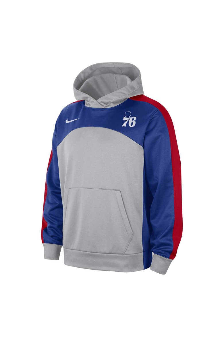 Men's Nike Gray/Royal Philadelphia 76ers Authentic Starting Five Force Performance Pullover Hoodie, Alternate, color, Gray