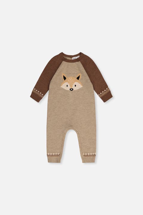 Knitted Intarsia Fox Fair Isle Romper