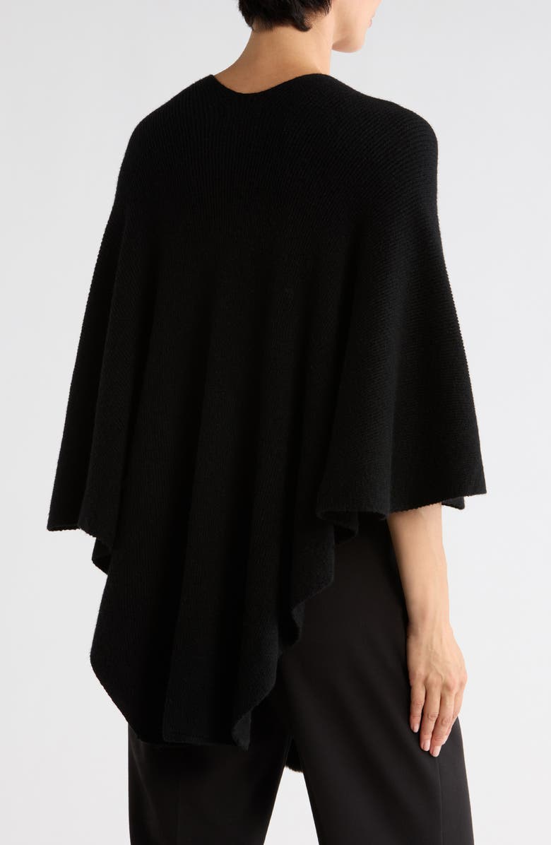 Nanette Lepore Elegant Cropped Pompom Ruana, Alternate, color, Black