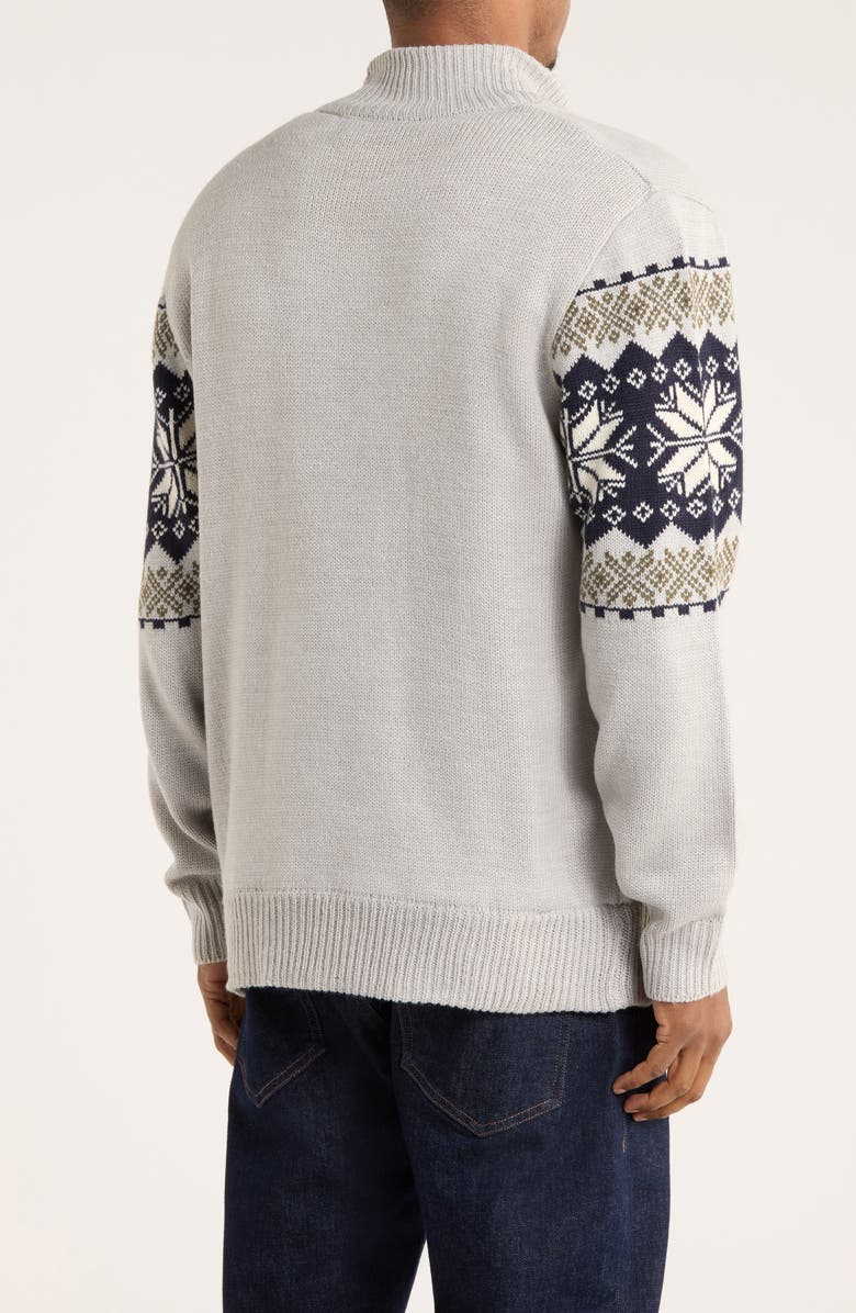 Weatherproof<sup>®</sup> Nordic Jacquard Faux Shearling Lined Full Zip Sweater, Alternate, color, Pale Grey Heather