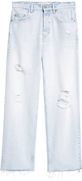 Golden Goose Journey Morgan Distressed Raw Hem Wide Leg Jeans