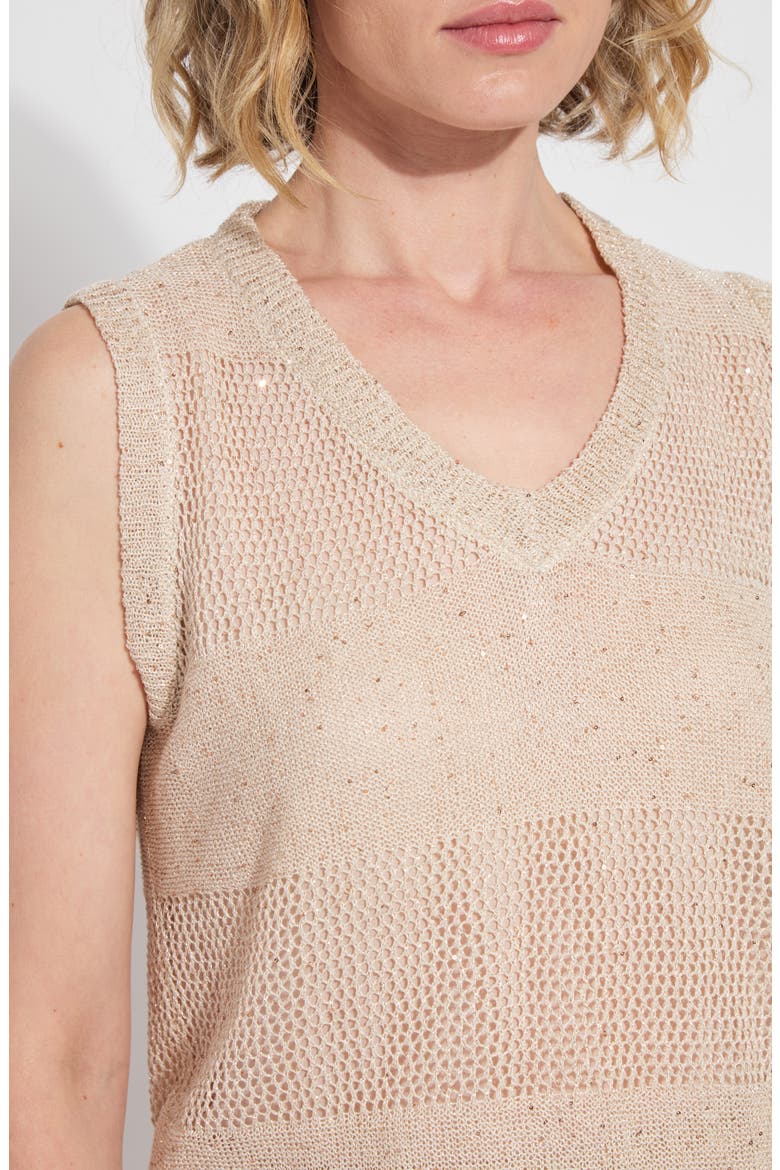 Bria Sequin V-Neck Sleeveless Sweater, Alternate, color, CHABLIS SEQUINS