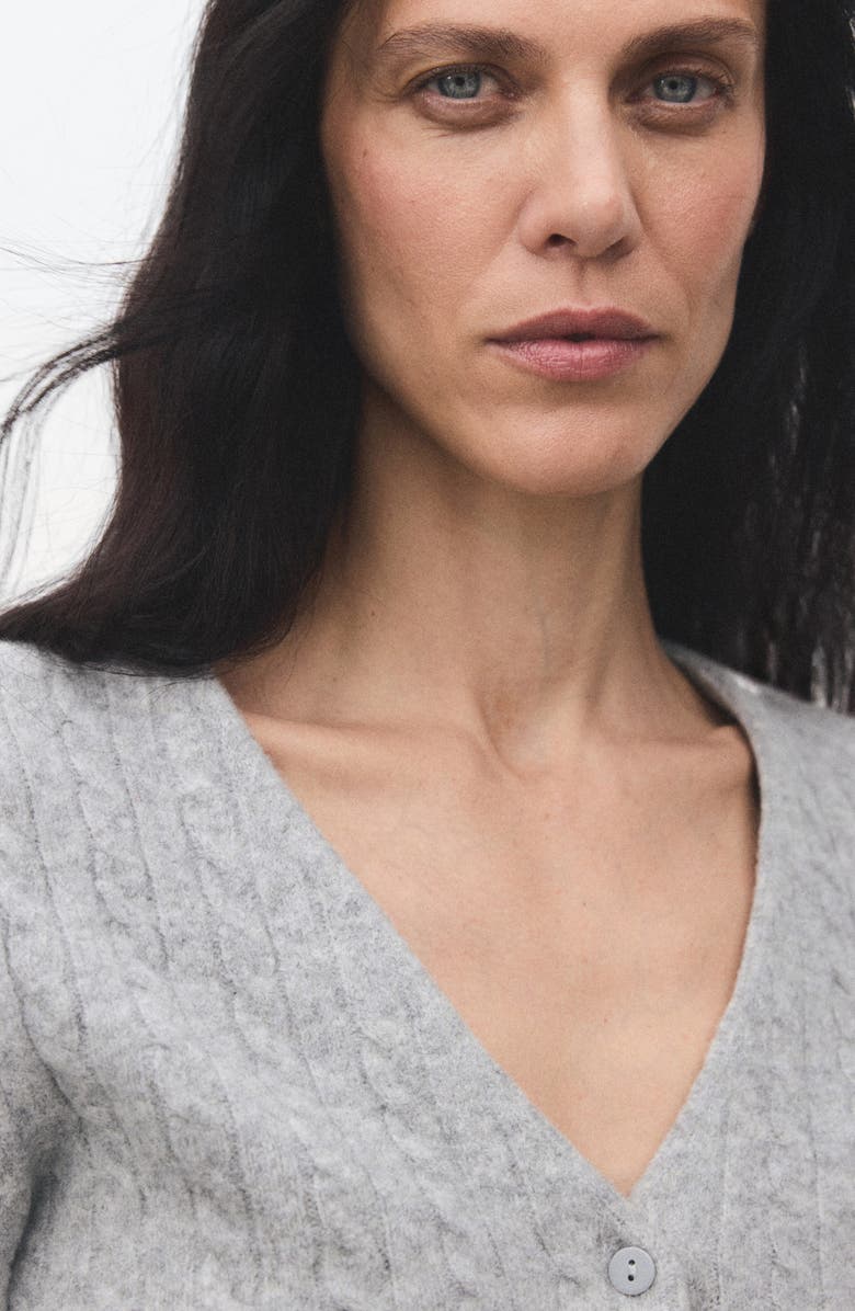 MANGO Cable V-Neck Cardigan, Alternate, color,