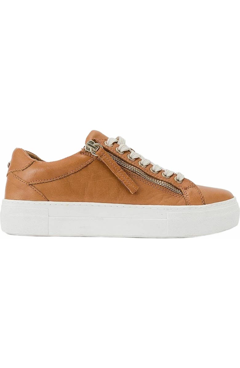 Forever & Always Shoes Beryl Leather Zip Sneaker, Alternate, color, Cognac Brown Leather