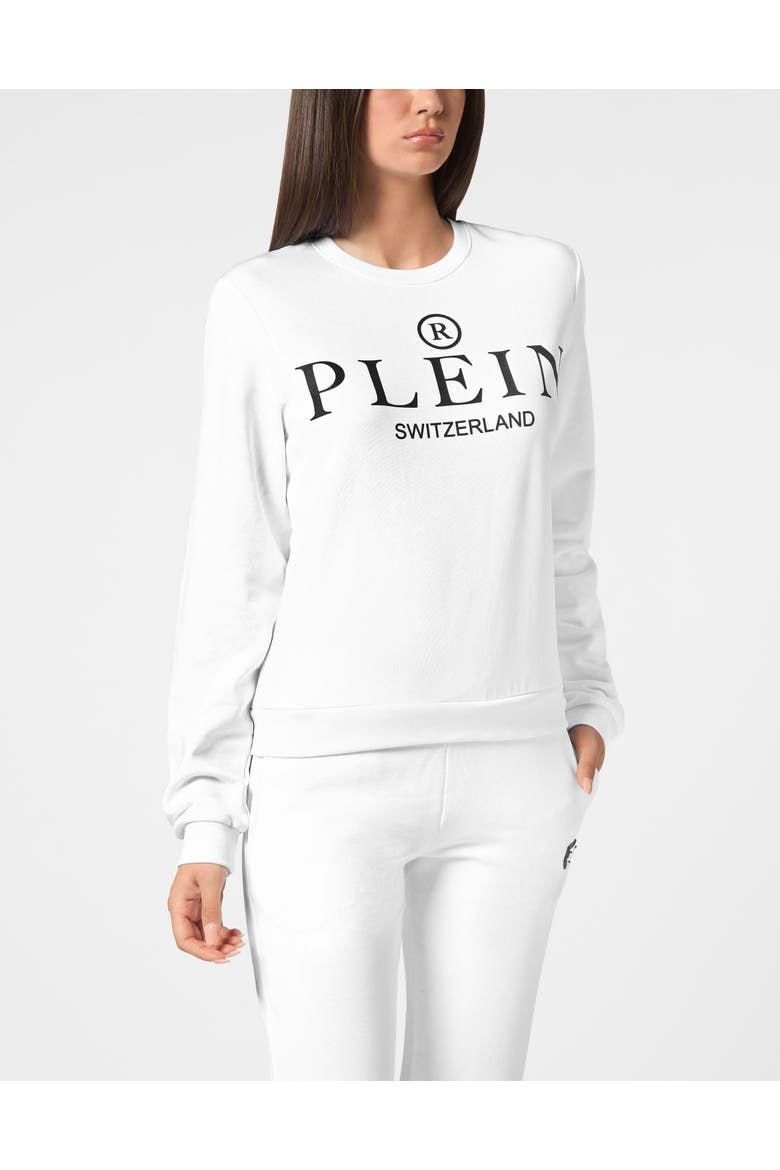 Sweatshirt Round Neck Ls Iconic Plein Women, Main, color, white