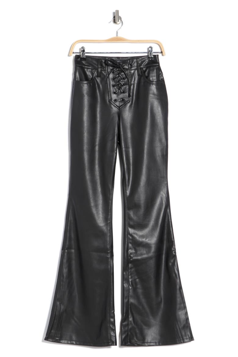 Astrid High Rise Lace Up Flare Pants, Alternate, color, NOIR