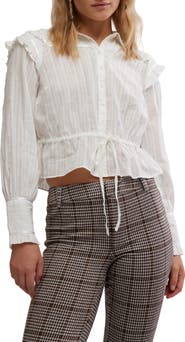 Free People Daybreak Ruffle Cotton Shirt