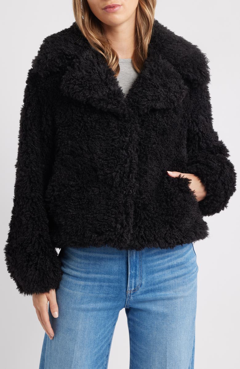 Sam Edelman Short Faux Fur Jacket, Alternate, color, Black